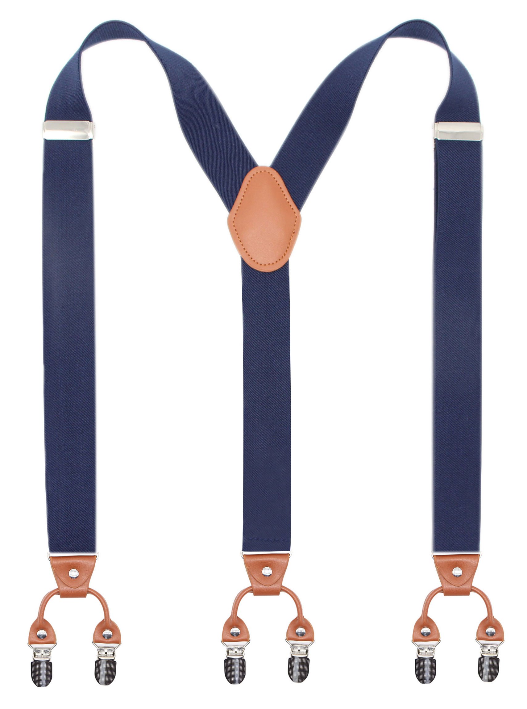 Men’s Heavy Duty Y-Back Suspenders, 6 Strong Metal Clips Adjustable Elastic Straps for Work, Tuxedos, and Daily Wear