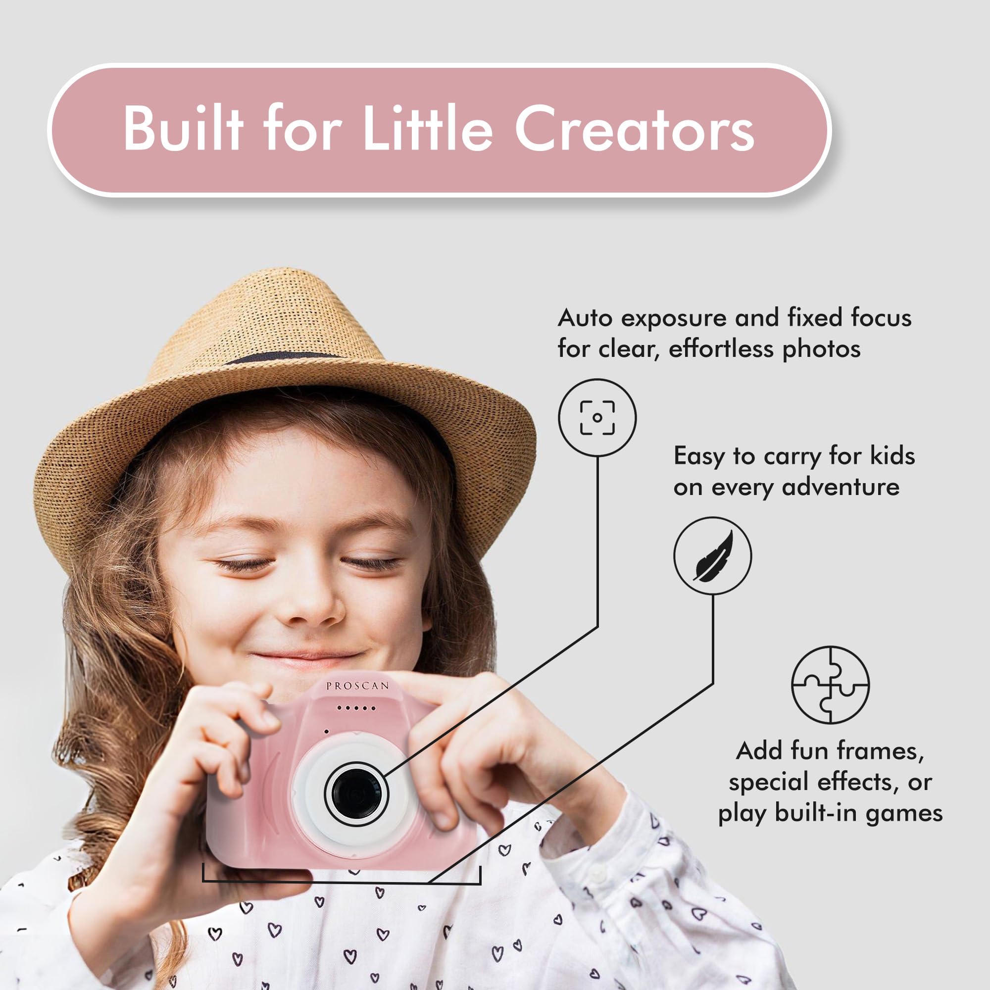 PROSCAN Kids Digital Camera - Children's Camera for Boys and Girls | 1080 Rechargeable Camera for Kids | Game Feature | Video | Gift Ideas