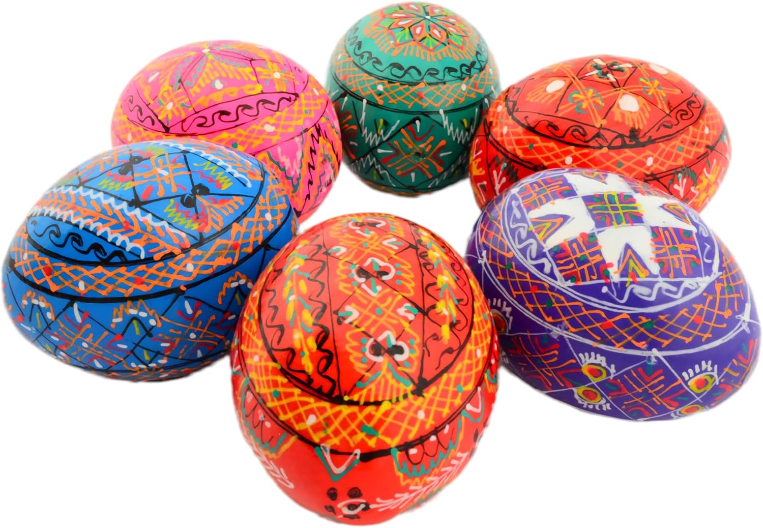 Ukrainian Pysanky - Set of 6 Painted Wooden Easter Eggs