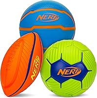 NERF Micro Foam Sports Ball Set for Kids - Mini Football, Soccer Ball & Basketball - Soft Squishy Stress Relief Toys, Multicolor