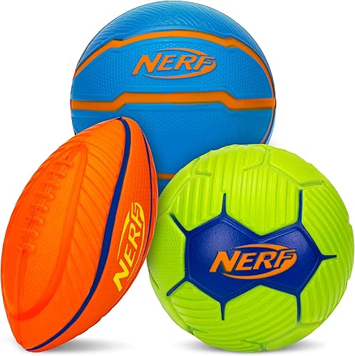 NERF Juego de pelotas deportivas de micro espuma para niños, juego de pelota de fútbol + baloncesto de espuma suave para aliviar el estrés,