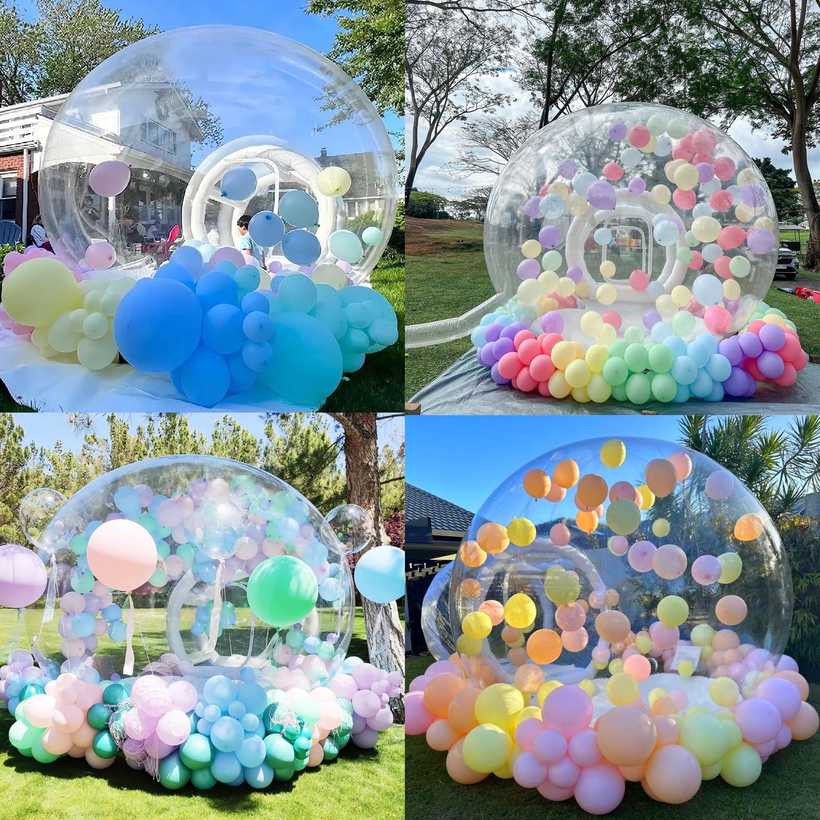 Tienda de campaña inflable transparente con túnel, incluye soplador de aire de 550 W y bomba de aire de 600 W, perfecta para fiestas y juegos, Navidad (blanco, 3 m)