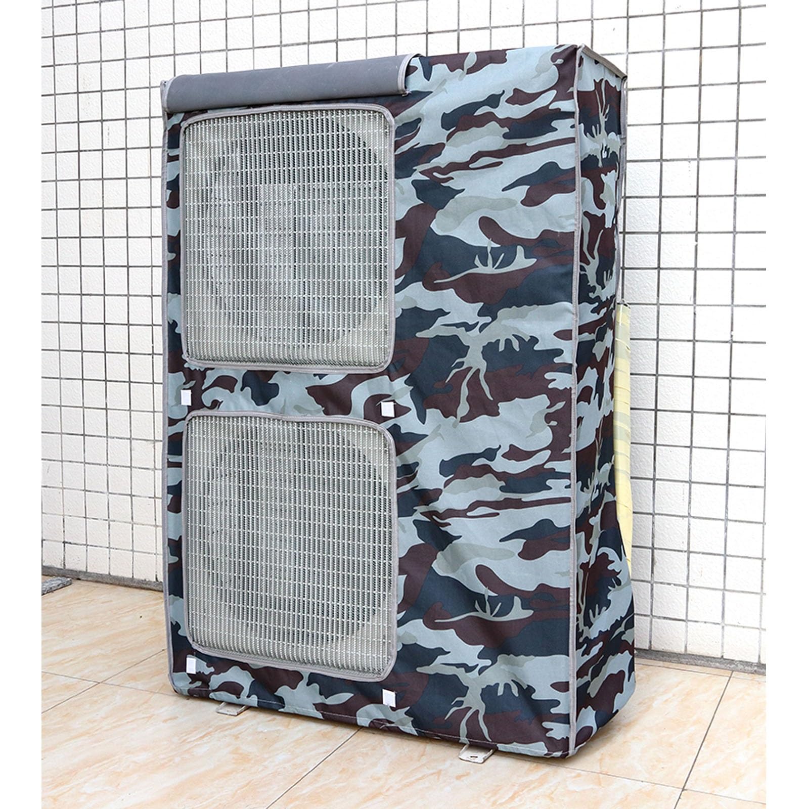 Protector Aire Acondicionado, Funda para Aire Acondicionado, Unidad Exterior Grande de Doble capa con dos Ventilaciones(Gray,92x125x35cm/36x49x13in)