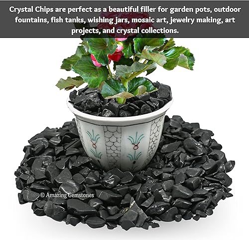 Miniatura 4 de Amazing Gemstone Shungite - Rocas de grava para acuario - Chips de shungite a granel, pequeñas virutas de piedra rodada y pequeños cristales para