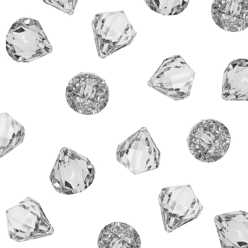 Super Z Outlet Cristales de diamante de roca de hielo acrílico transparente, gemas del tesoro para dispersión de mesa, rellenos de jarrones, eventos, bodas, artes y manualidades, decoración de cumpleaños (60 piezas)