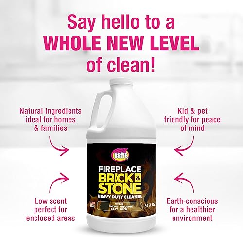 Miniatura 5 de Quick N Brite Limpiador de gel para chimenea con cepillo exfoliante para ladrillo, piedra, piedra, azulejos y mármol, limpiador de chimenea no