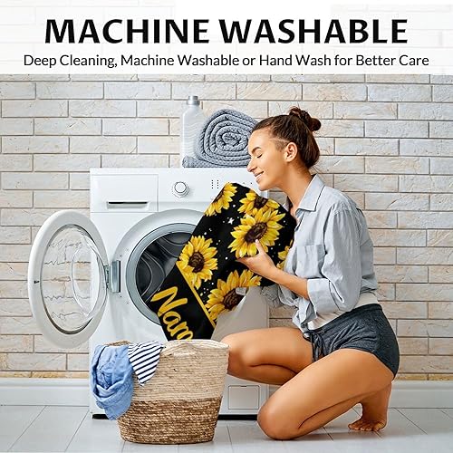 Miniatura 5 de Manta de girasol personalizada con nombre, suave, mullida y cálida, 60 x 50 pulgadas, para cama, sofá, manta amarilla, bonita manta de regalo para