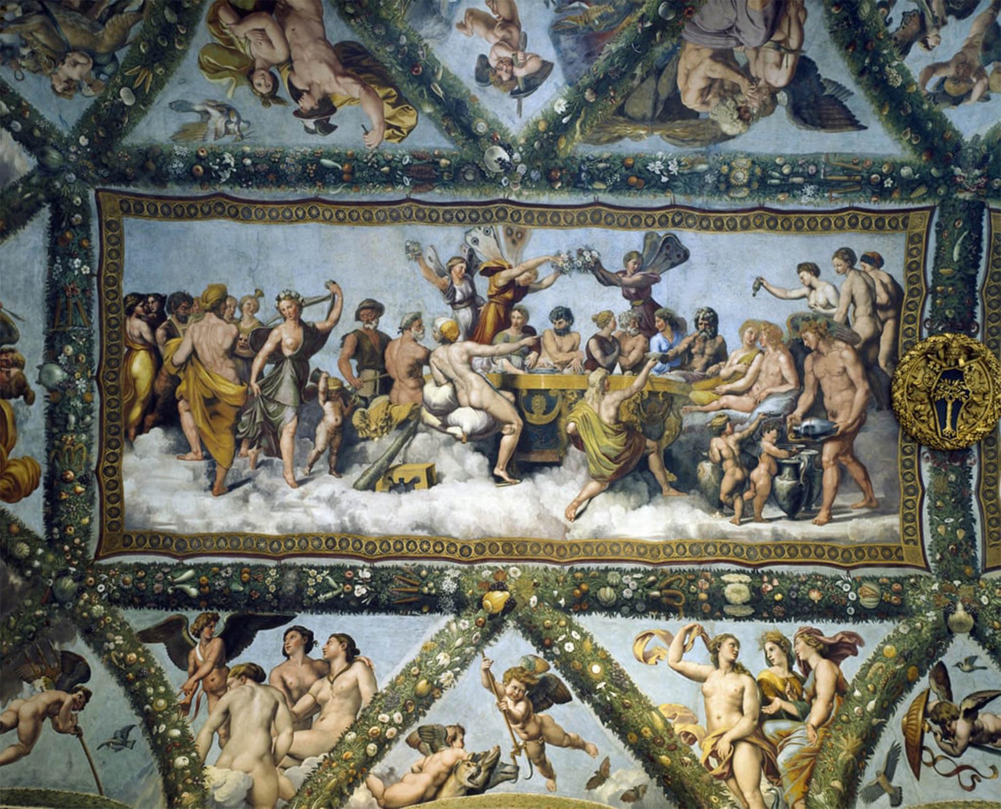 RZHRHJES Famous Painting Poster Art Canvas Print Retro Picture the Marriage of Cupid and Psyche by Giulio Romano Poster Wall Art for Home Decor 60x90cm