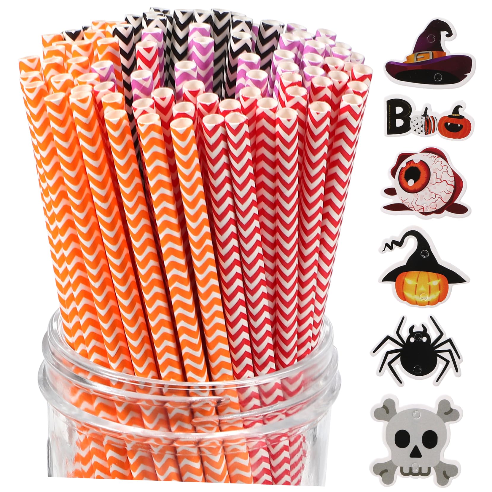 Kichvoe 6paquetes Pajitas De Halloween Estampado De Rayas De Colores Pajitas Para Beber De Papel Unidades Para Uso Familiar o Fiestas De Decoración