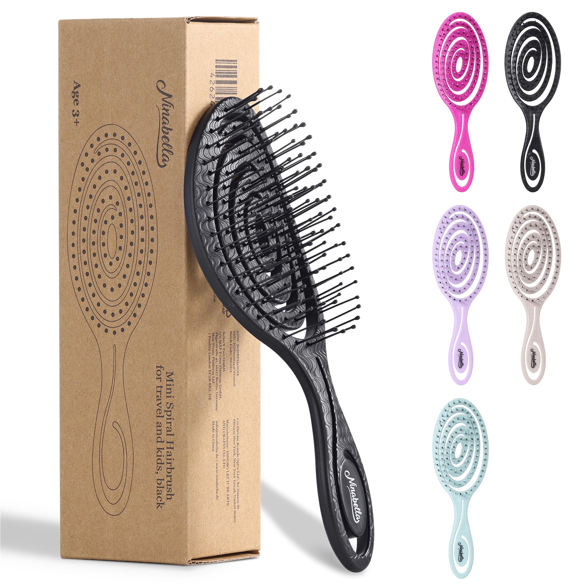 Ninabella Mini Detangling Hair Brush for Women & Men, Does not Pull, Removes Tangles, Brushes for Straight Curly & Wet Hair