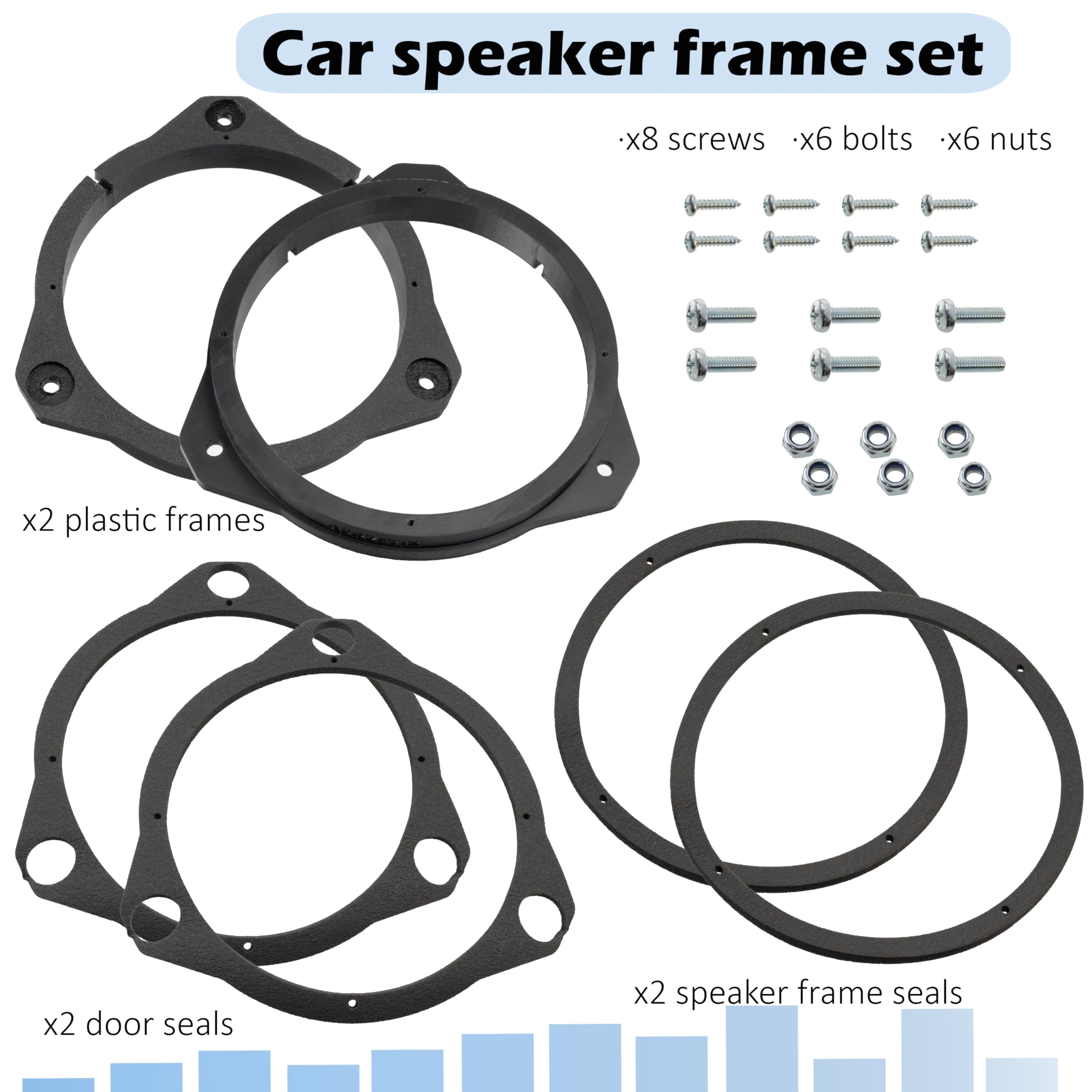 Aerzetix - Kit di 2 adattatori per altoparlanti Ø165mm in plastica ABS | compatibile con Fiat 500 (312) Panda III, Ducato/Iveco Daily, Opel Corsa C/D/E, Astra F/G/H, Zafira A, Citroën Jumper/Relay