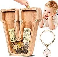 Vista 115 de SummiDate Alcancía de madera de letra para niños y niñas, Alfabeto, regalo de cumpleaños para niños (W)