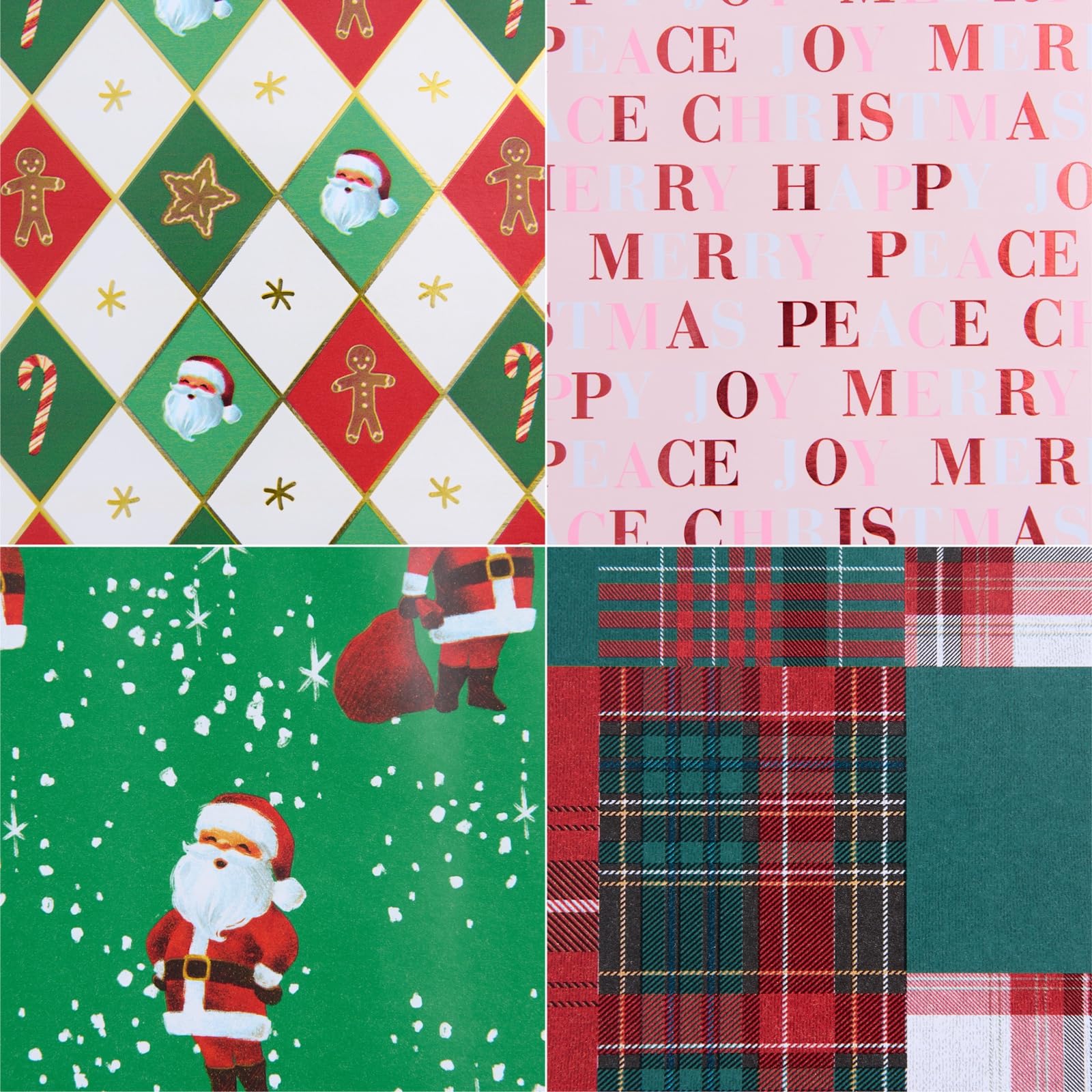 Gartner Studios - Papel de regalo tradicional de 12 pies, 4 rollos con líneas de cuadrícula para un fácil corte