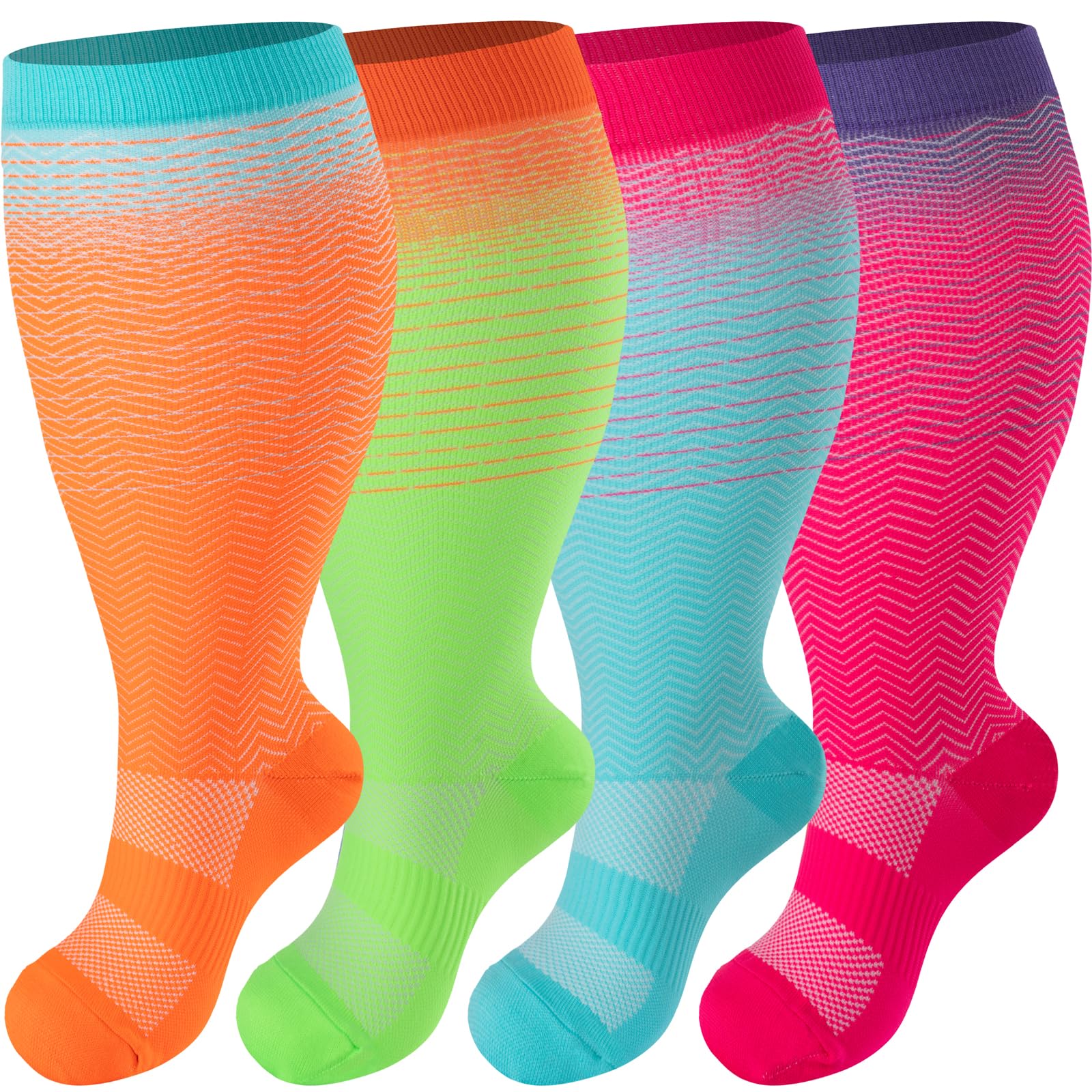 Tinojye 4 Pairs Plus Size Compression Socks - medical compression garments | Mubboo