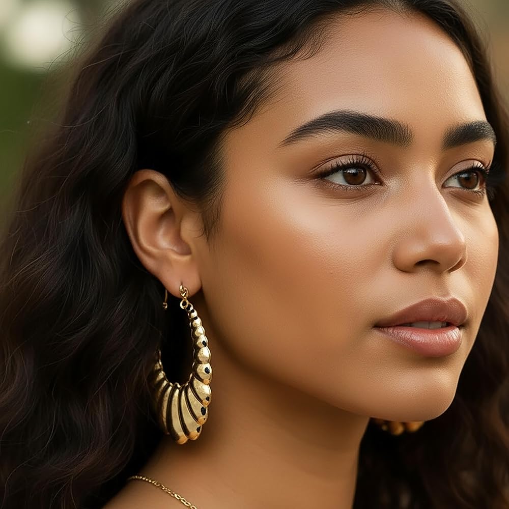 Amazon.com: Pnk Trend Gold Plated Hoop Earrings for Women – 2 Inch