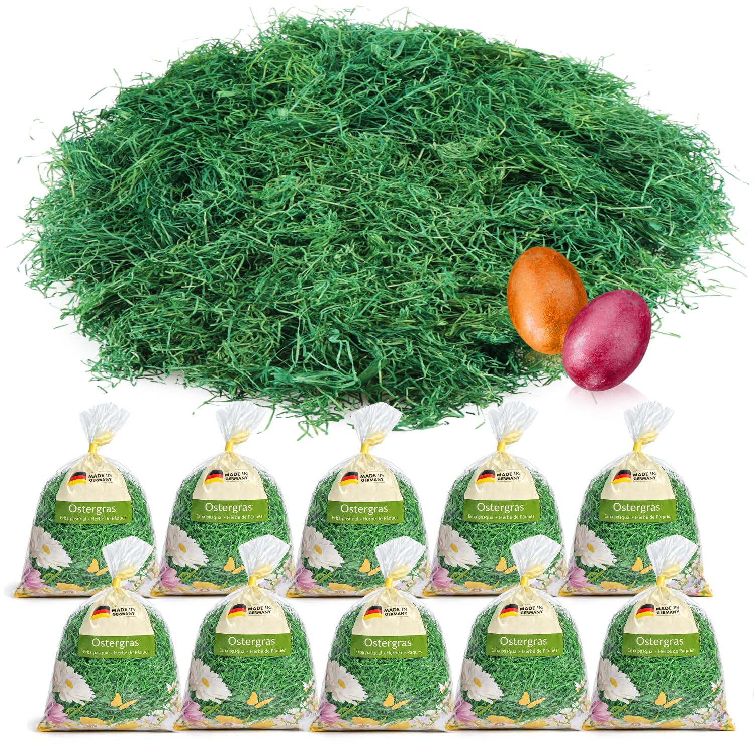 Herbe De Pâques 250 G – 5 Couleurs Pastel (Rose, Jaune, Vert, Bleu, Violet) – Papier Déchiqueté Pour Paniers Et Emballages Cadeaux