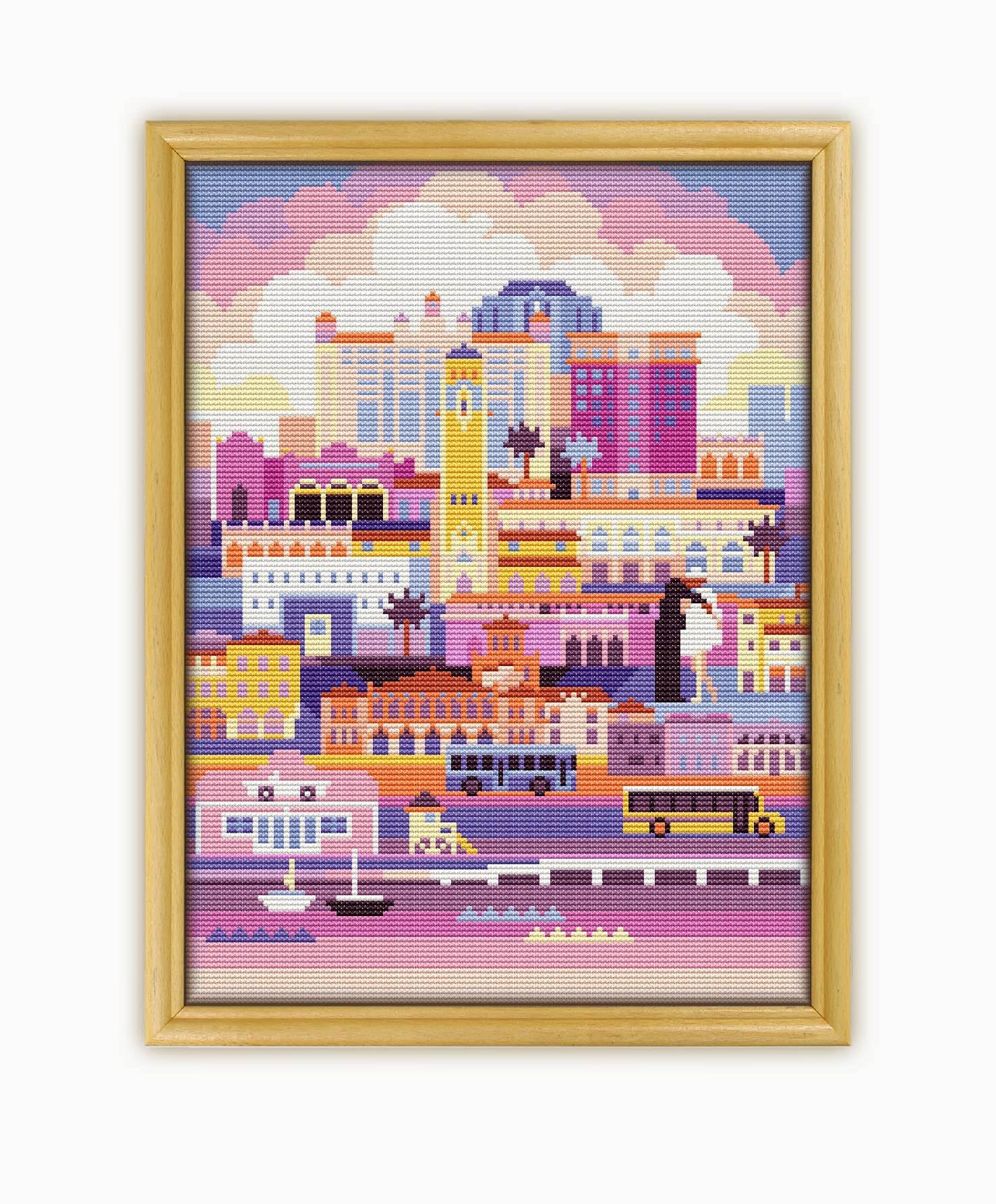 Sarasota Florida USA CS1959-2 - Counted Cross Stitch KIT#2 Prime. Set of Threads, Needles, AIDA Fabric, Needle Threader, Embroidery Clippers and Printed Color Pattern Inside.