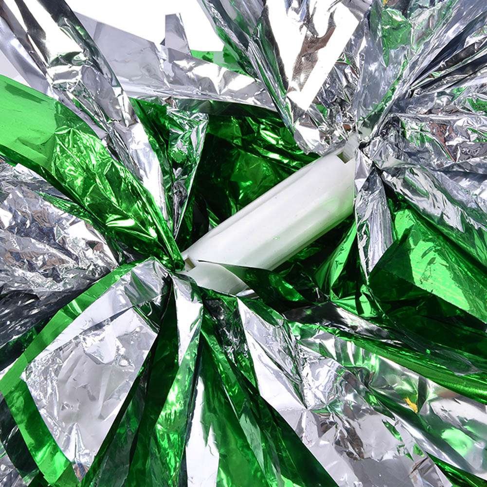 Cheerleading Pom Poms, Plastic Cheerleader Cheer Party Sports Dance Pom for Team Spirit Cheering(Green+Silver) Cheerleader Green Pom Poms Cheerer Green Pom Poms Cheerleader Green