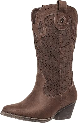 Cowboy Boots for Women Cowgirl Western Boots Pointed Toe Low Heel Girls Ladies Chunky Heeled Wide Calf Boot for Casual Dressy