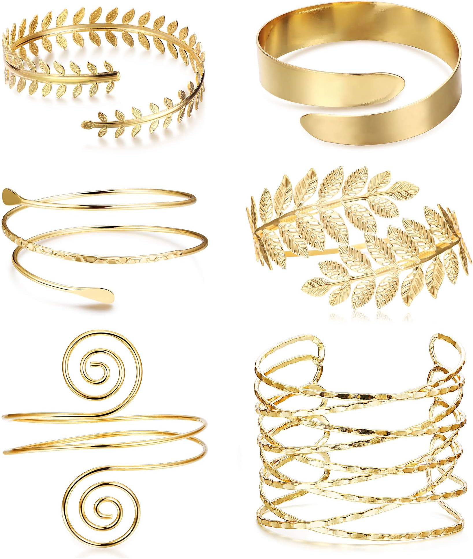 6 PCS Upper Arm Bracelet Cuff Adjustable Open Armlet Bracelet Jewelry Set for Women Girls Adjustable Armband Set