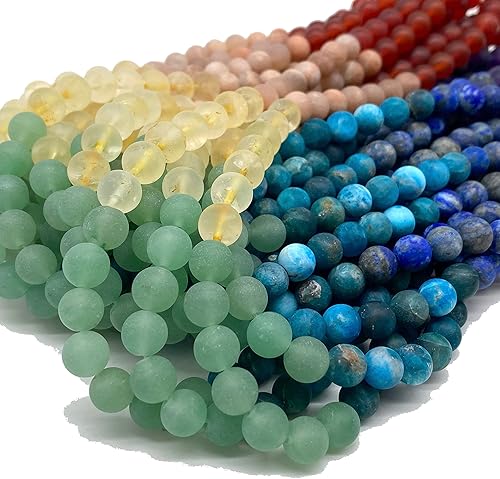 Miniatura 6 de ABCGEMS - Cuentas mate de ocho chakras, desbloquea tu octavo chakra estrella del alma (cuarzo de cristal, granate, cornalina, citrino, apatita,