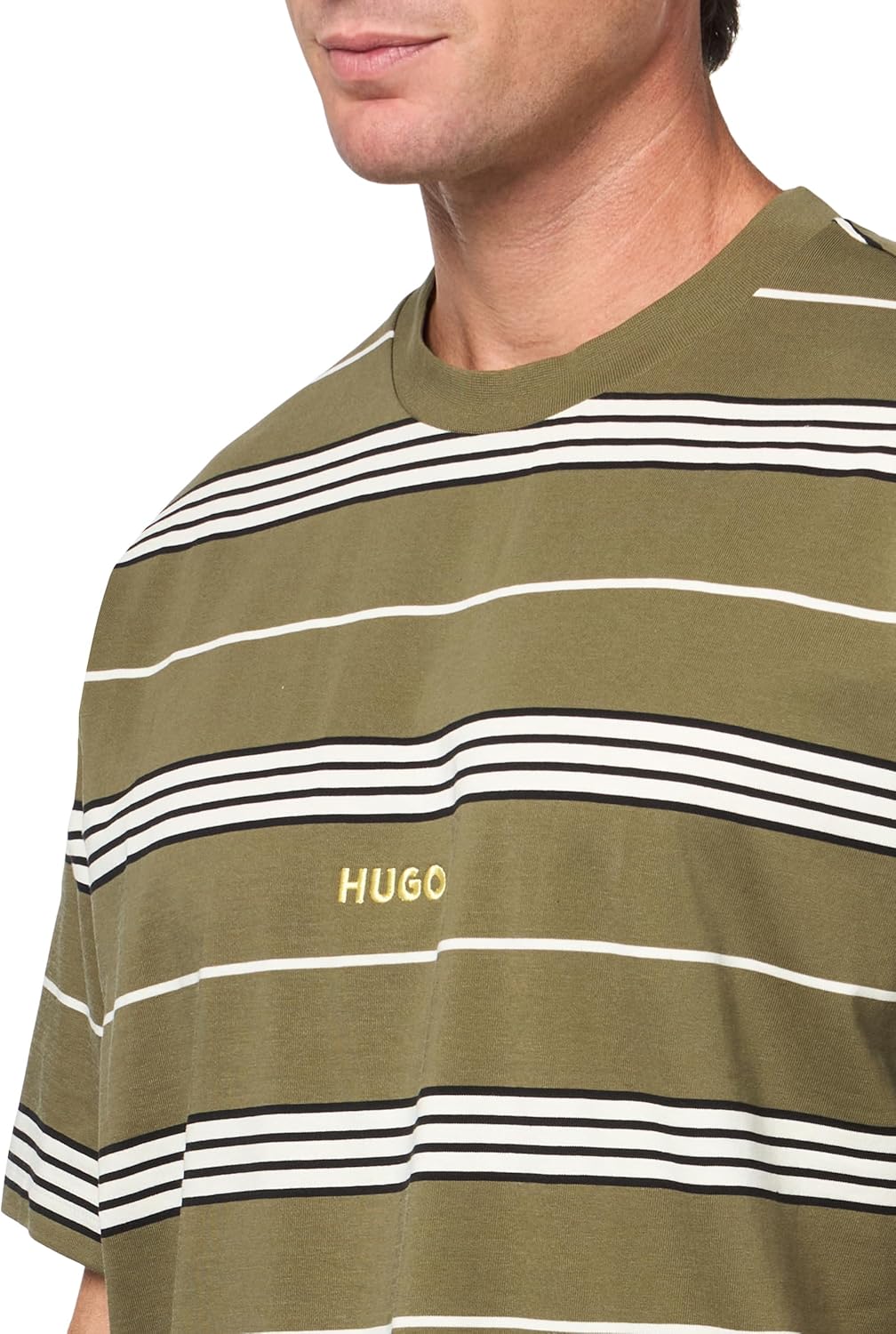 HUGO Men's Engineered Stripe Cotton T-Shirt - Image 3