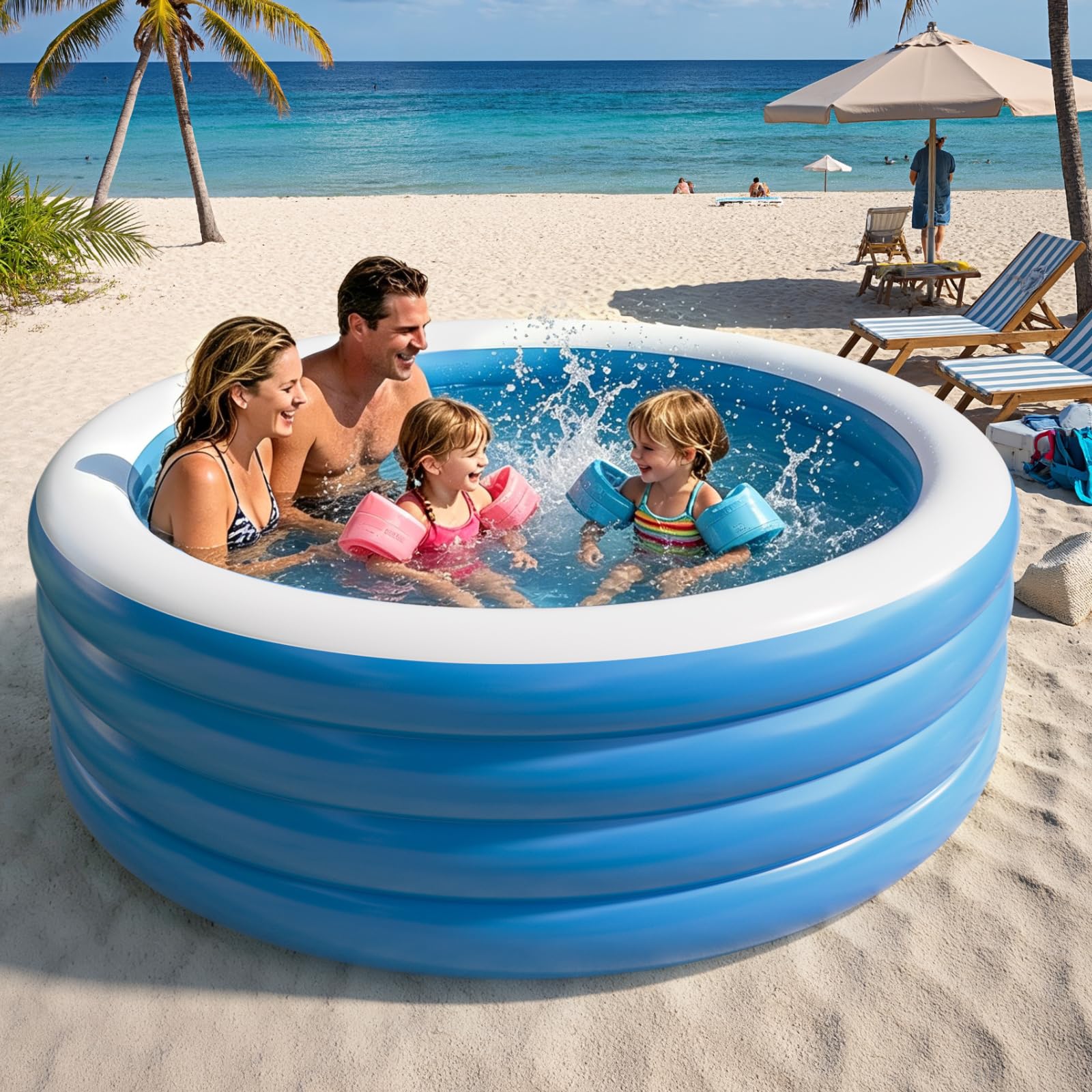 Piscine gonflable pour adultes, grande piscine gonflable de 203,2 x 76,2 cm, piscines gonflables de taille complète, piscine gonflable ronde épaisse pour l'extérieur, le jardin
