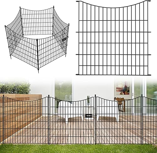 5 paneles con cerradura, valla decorativa de jardín al aire libre para patio, 32 pulgadas de alto x 12 pies de largo, barrera de animales a prueba