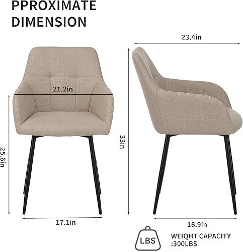 Miniatura 3 de Juego de 2 sillas de comedor modernas y acolchadas con respaldo, asiento ancho, cómodas sillas tapizadas para sala de estar, comedor, dormitorio,