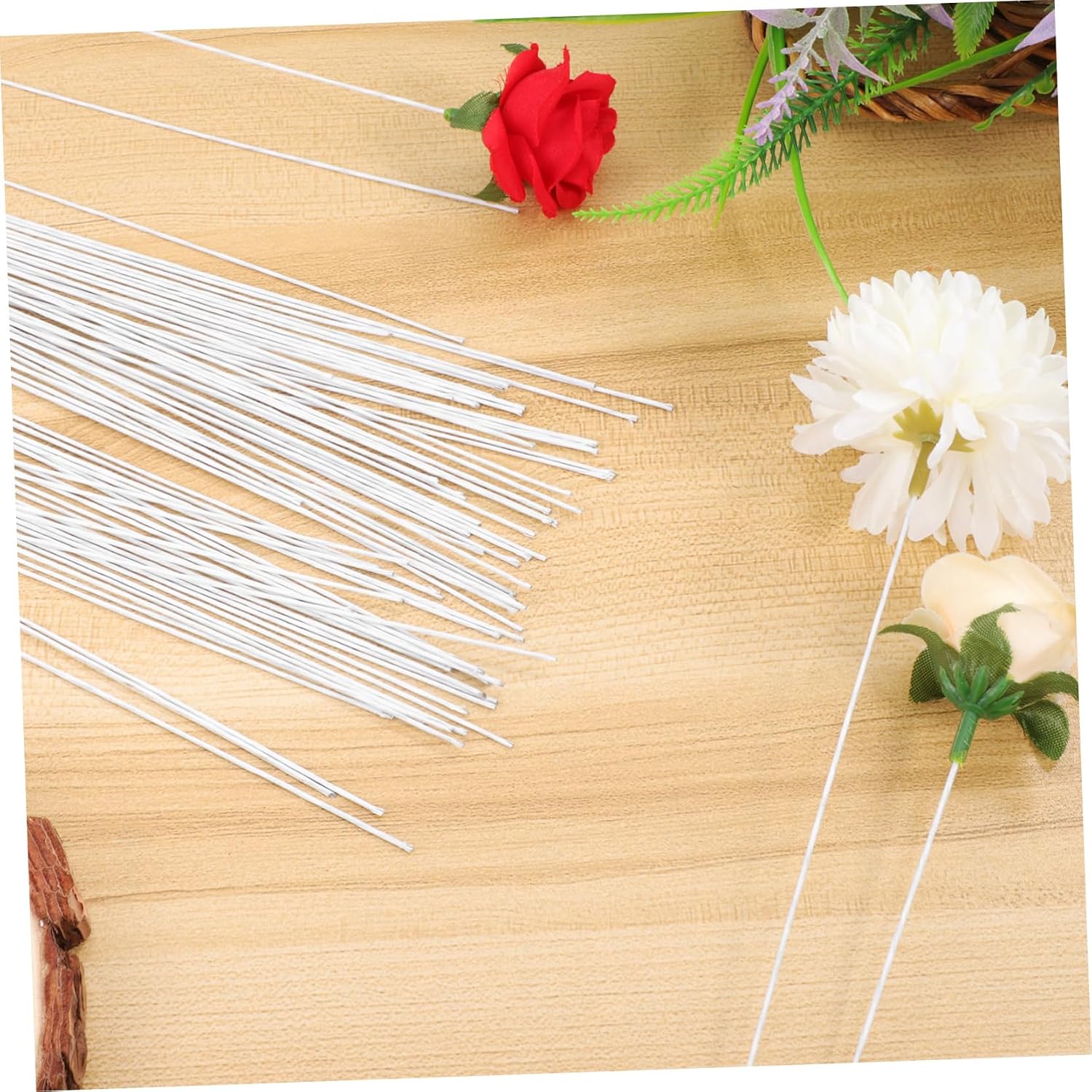 KALLORY 100pcs Convenient Floral Wires Flexible Iron Craft Stems for DIY Bouquets Arrangements and Garden Decoration Practical Wrapping Wire for Floral Projects