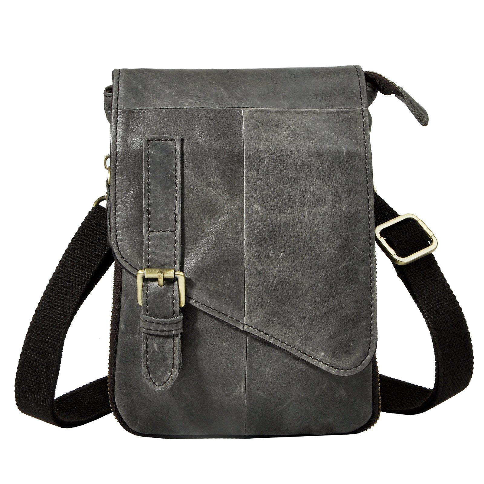 Herren-Gürteltasche aus echtem Leder, Dunkelbraun, Messenger-Schultertasche, für den lässigen Gebrauch, Geschenke für Männer, GRAU, Vintage