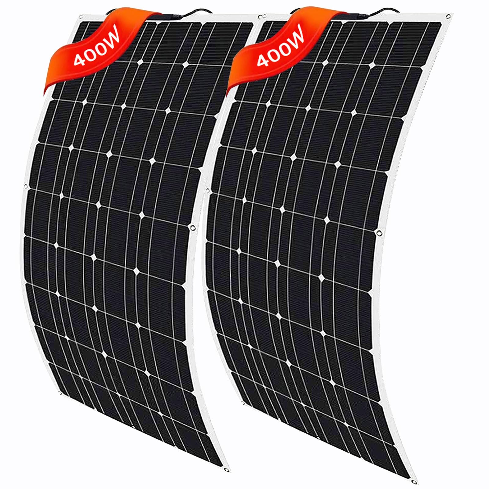 MLQUC Cargador de Salida de la Red de Paneles Solares Flexibles Monocristalinos Flexibles de 800W 2 * 400W 24V / 12V, con Controlador Solar 40A, Adecuado para la Superficie de Lasgonetas de Cabina Rv