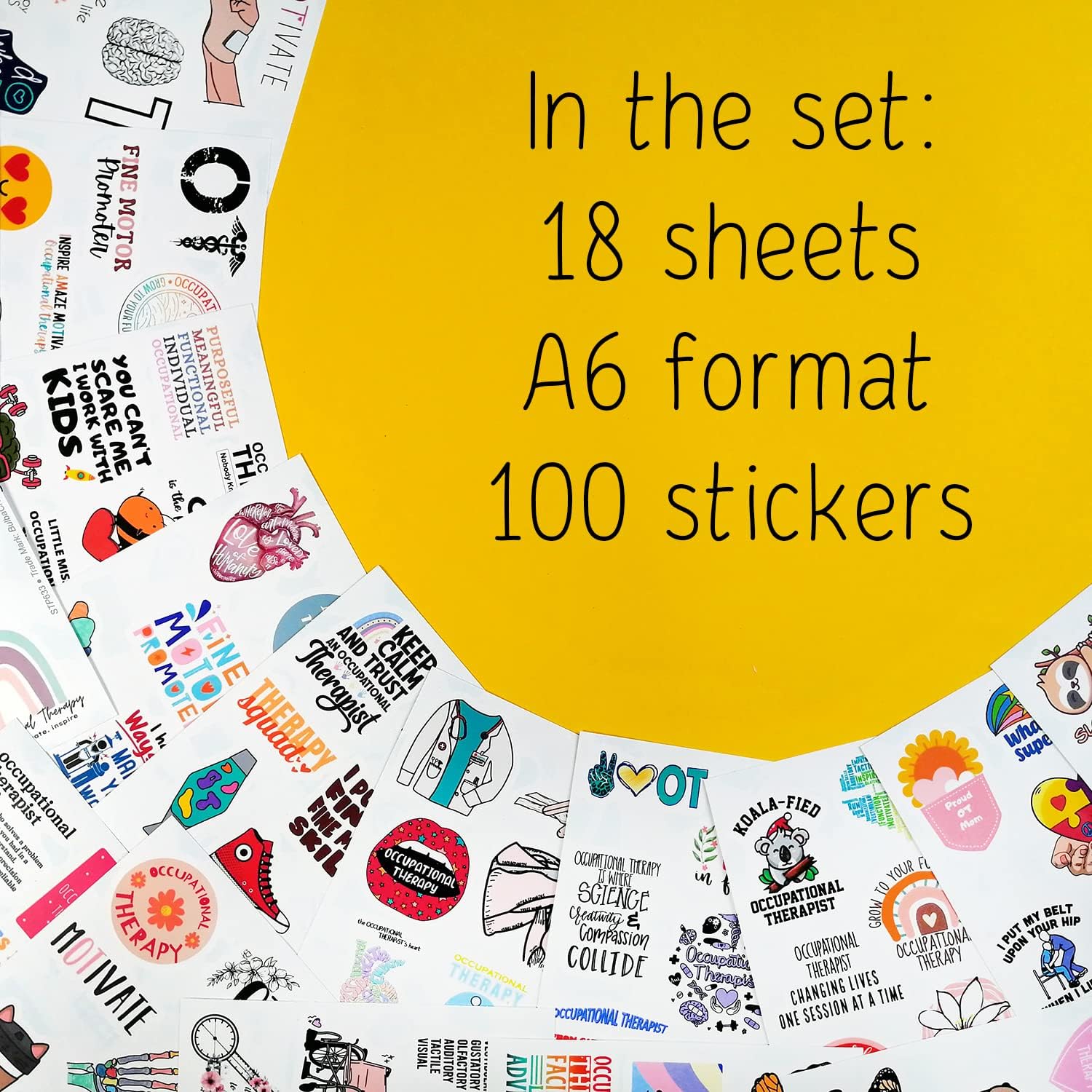 BulbaCraft 100Pcs Funny Occupational Therapy Stickers for Laptop and Water Bottles, OT Stickers - Occupational Therapy Gifts, OT Laptop Decals, Gifts for Women & Men - Image 2