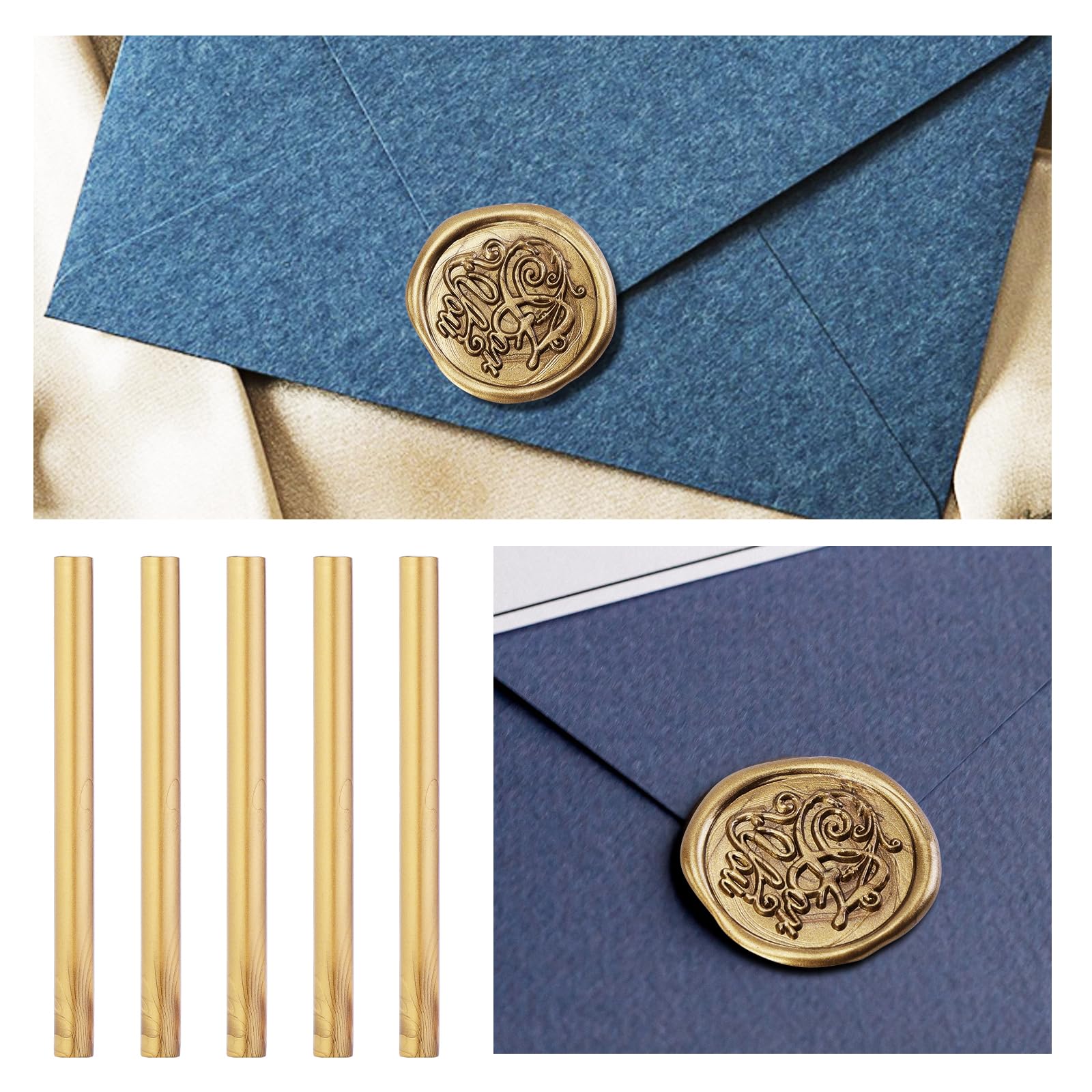 Coolty 20 Pezzi 11mm Bastoncini di Ceralacca per Pistola a Colla per Timbro Sigillo di Cera Lettera Inviti di Nozze, Buste di Carte Mail di Lumaca Pacchetti di Vino (Oro bronzo)