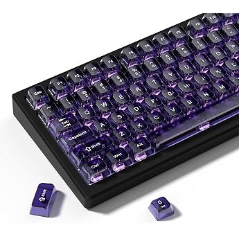 Purple Clear Key Caps, Transparent Key Cap Set, MDA Profile for MX Switch Mechanical Keyboard, 115 Keys, Crystal Key Cap, Ceramic Style Purple