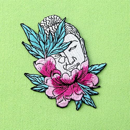 Miniatura 4 de Parche bordado con apliques de flor de loto y Buda para coser