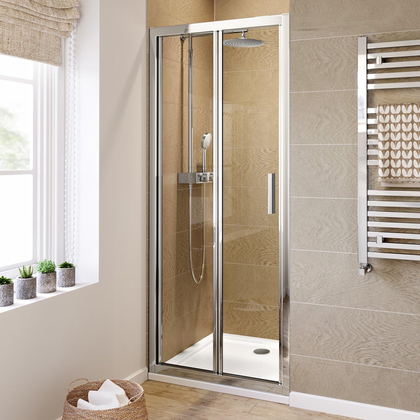 900mm Bifold Easy Clean 6mm Glass Shower Enclosure Reversible Folding Door