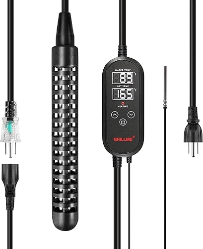 Miniatura 3 de GRILLME Calentador de agua de inmersión eléctrico portátil de titanio de 1500 W con controlador de temperatura inteligente, calentador de agua de