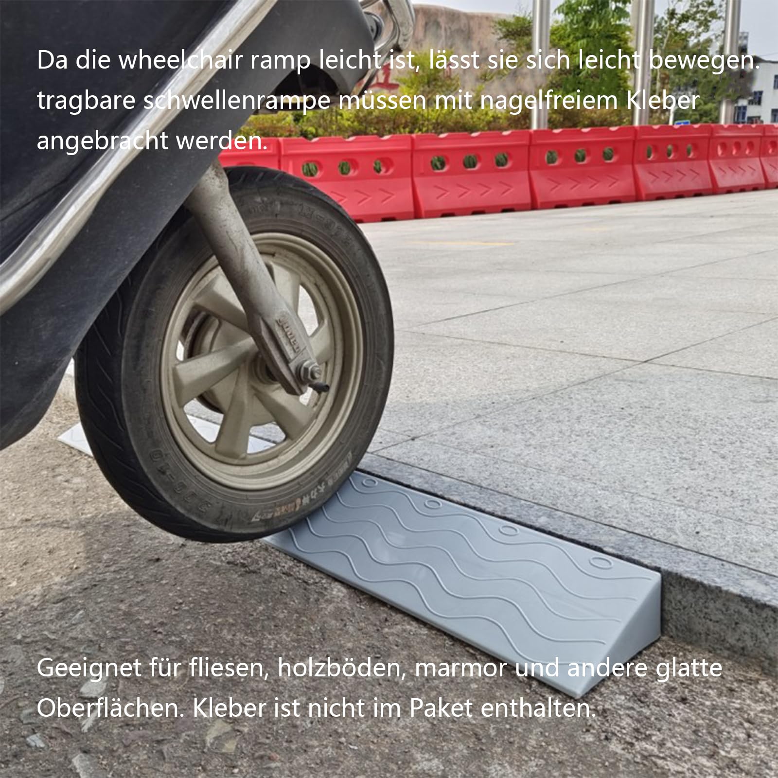 Rampa de umbral para sillas de ruedas, rampa de puerta de goma para fácil acceso, rampa de movilidad portátil para scooters, paquete de 3, 4 pies de largo, antideslizante