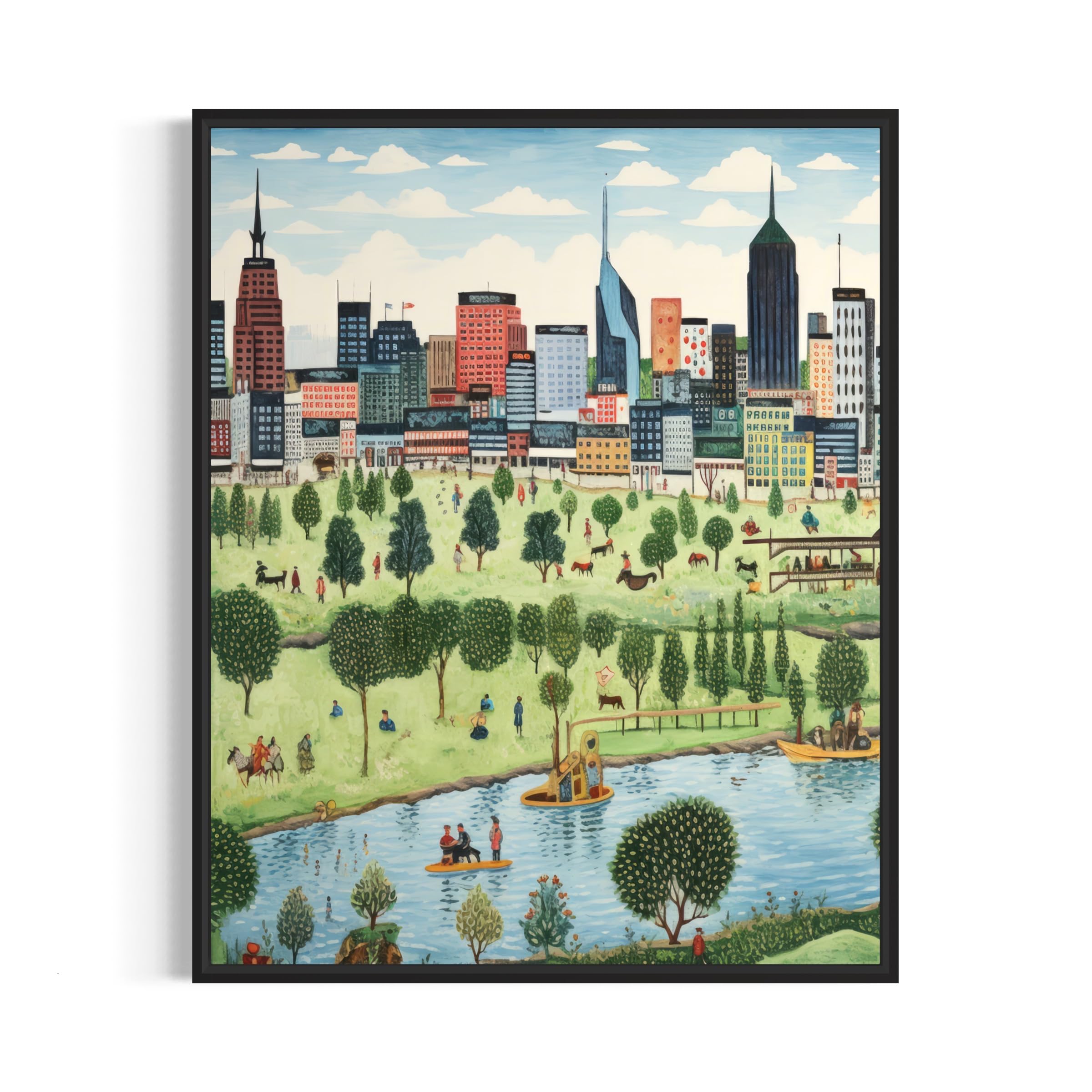 Amazon.com: 納什維爾田納西州海報藝術印刷品,城市天際線美國民間藝術,天真藝術作品PIcture繪畫裝飾,適用於臥室、浴室、客廳。 ( 田納西州納什維爾,11 x 14 英吋(無框)) : 居家與廚房