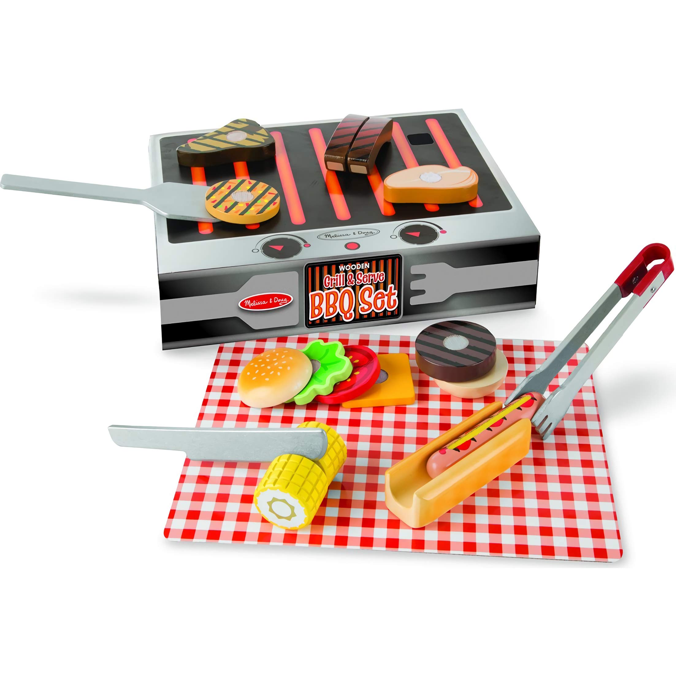 Amazon.com: Melissa & Doug Grill & Serve BBQ Set: Wooden Play Food
