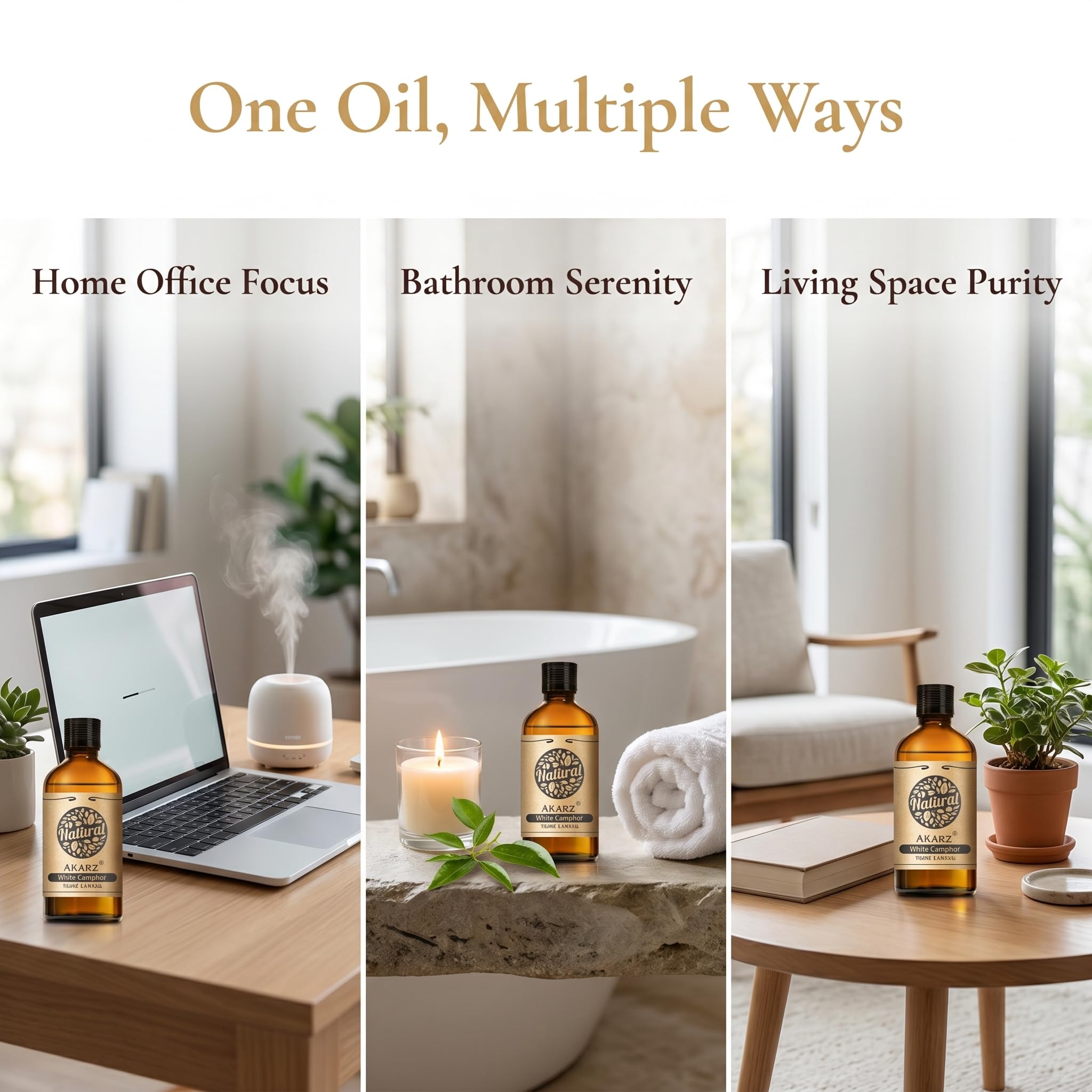 AKARZ 100ml Olejek esencjny z Białego Kamforu - Naturalny olejek aromatyczny do dyfuzorów, lamp aromatycznych i aromatów pomieszczeń
