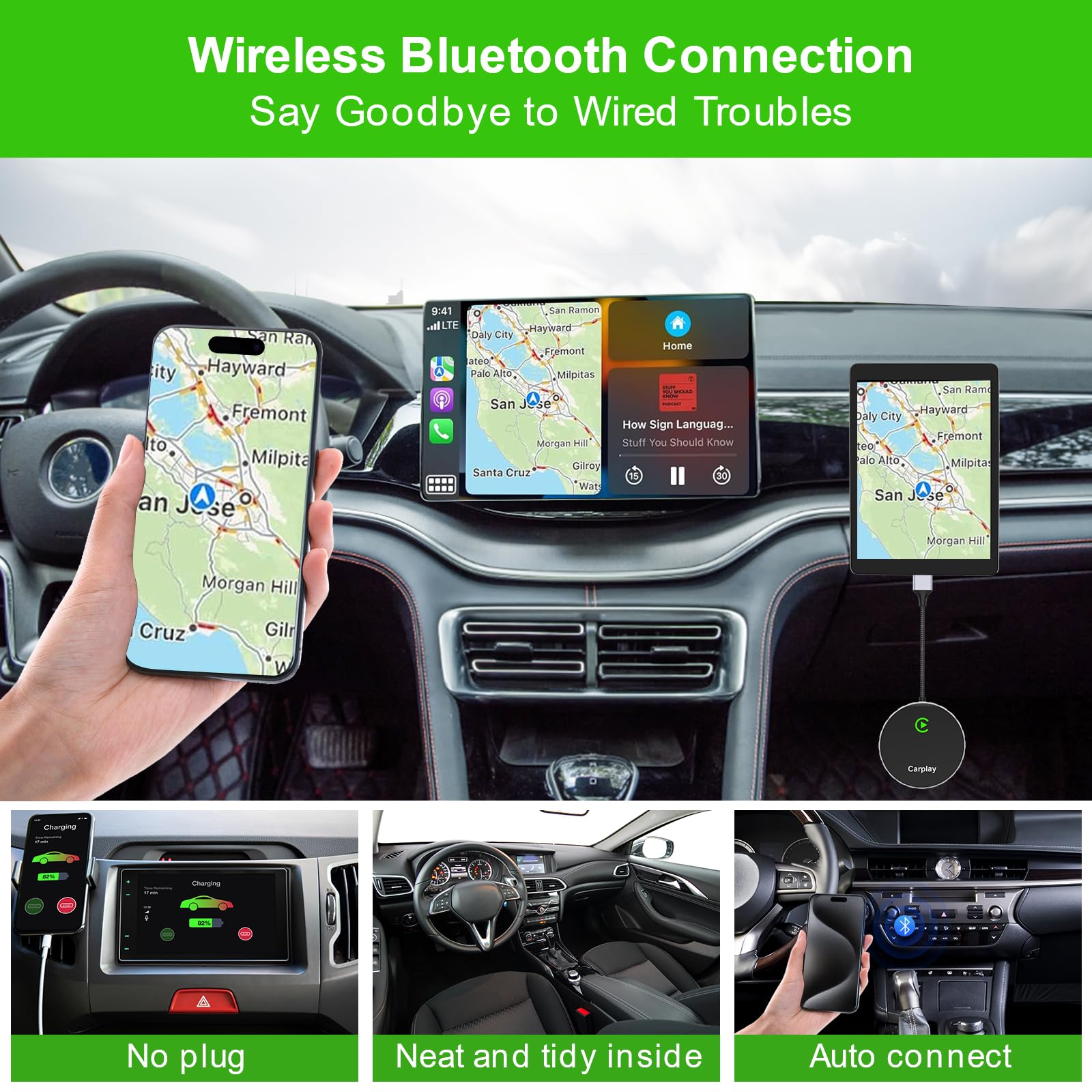 Qoosea Wireless CarPlay Adapter for iPhone Fast & Stable Convert Wired to Wireless CarPlay Plug & Play Wireless CarPlay Dongle Fits for Apple iOS 10+ & Cars from 2015