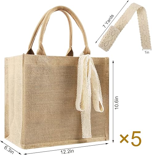 Miniatura 2 de Bolsas grandes de yute de arpillera a granel con cinta reutilizable impermeable bolsa de playa, Beige