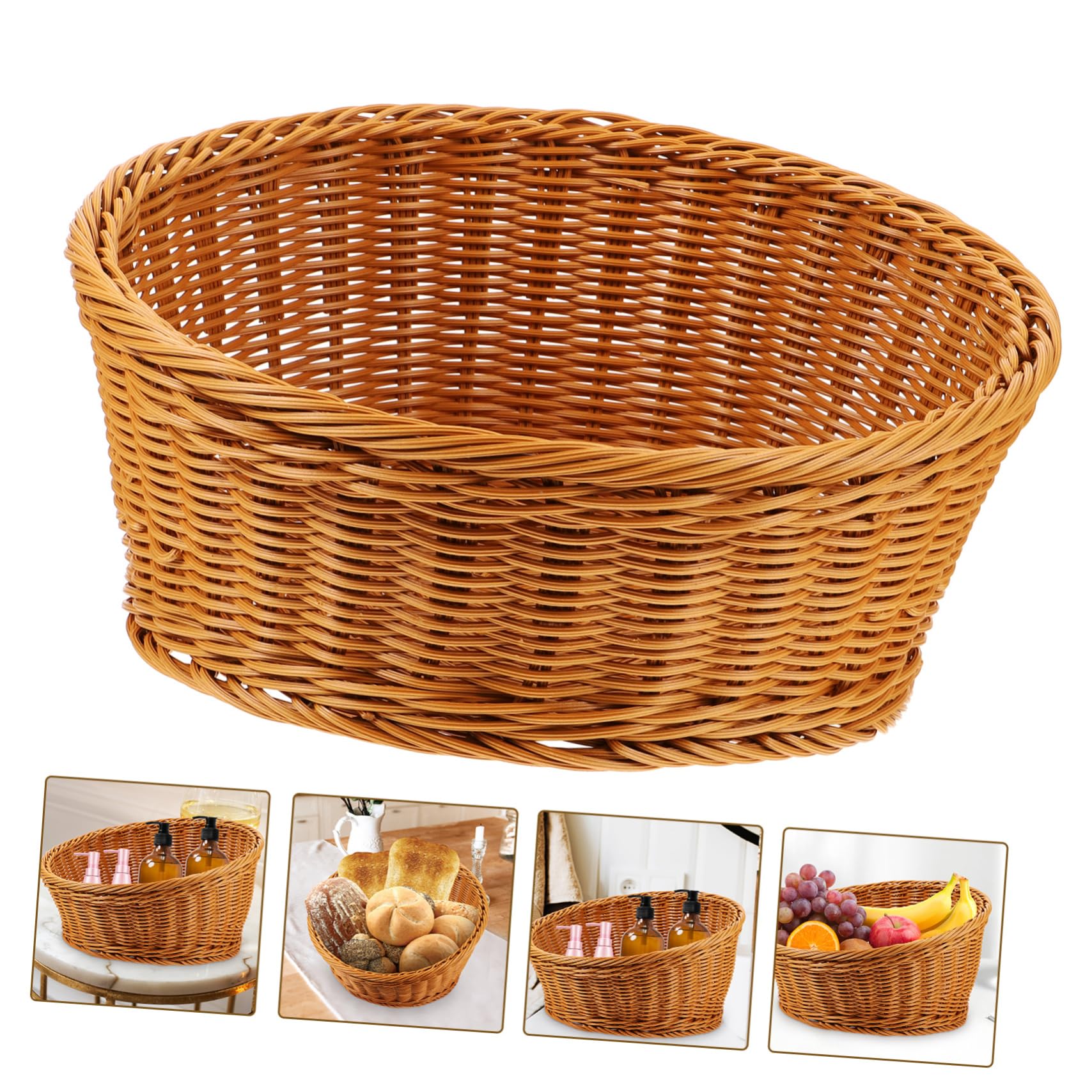 Gatuida Cestino da Tavolo Intrecciato in Finta Rattan per Organizer Cucina, Contenitore per Riporre Oggetti, Design Decorativo