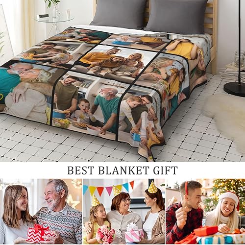 Miniatura 7 de Manta personalizada con texto de fotos, collage de fotos personalizada, manta de forro polar, regalos para el día del padre, día de la madre, niña,