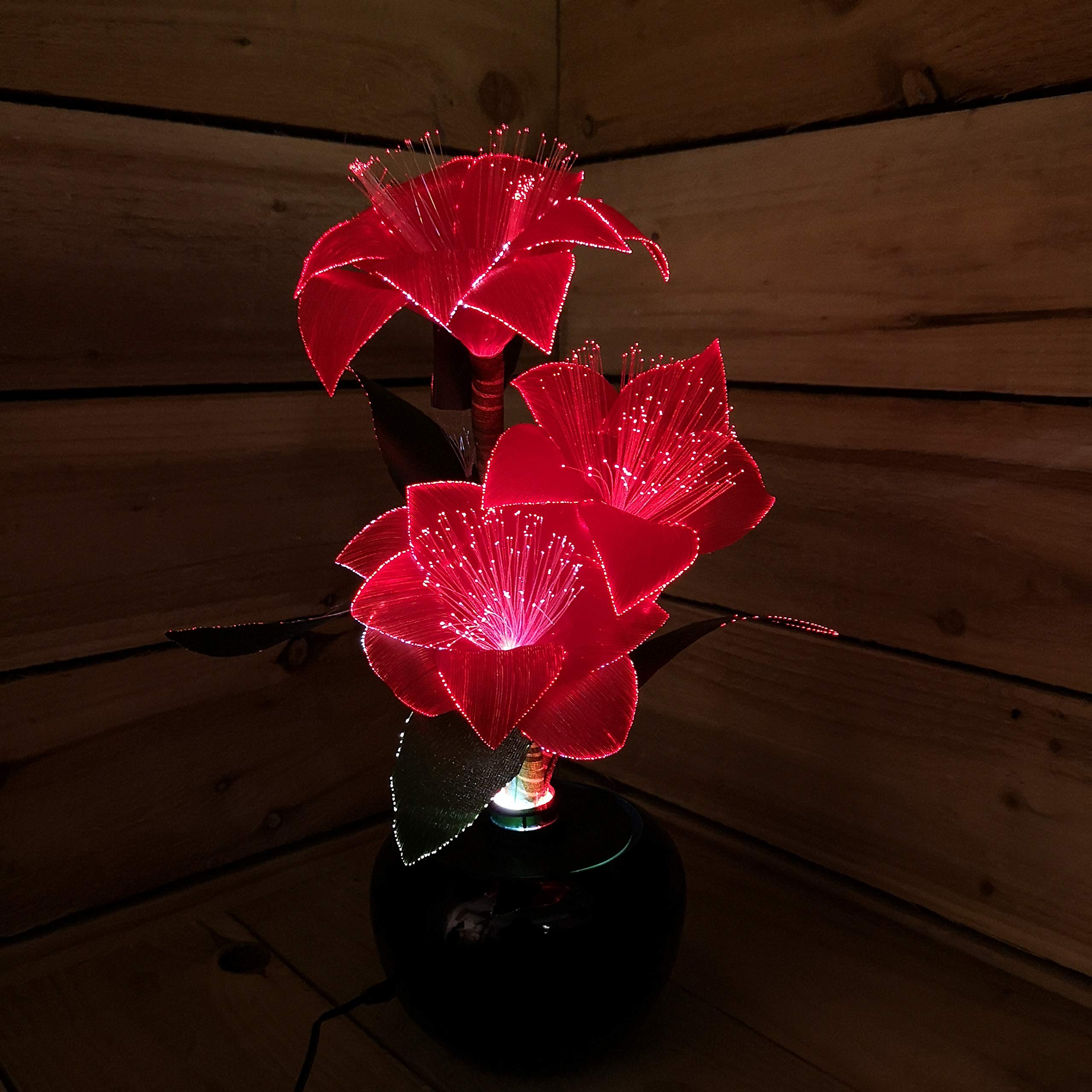 JTF Home & Garden Premier 40cm Red Poinsettas with Fibre Optic Yellow Lights