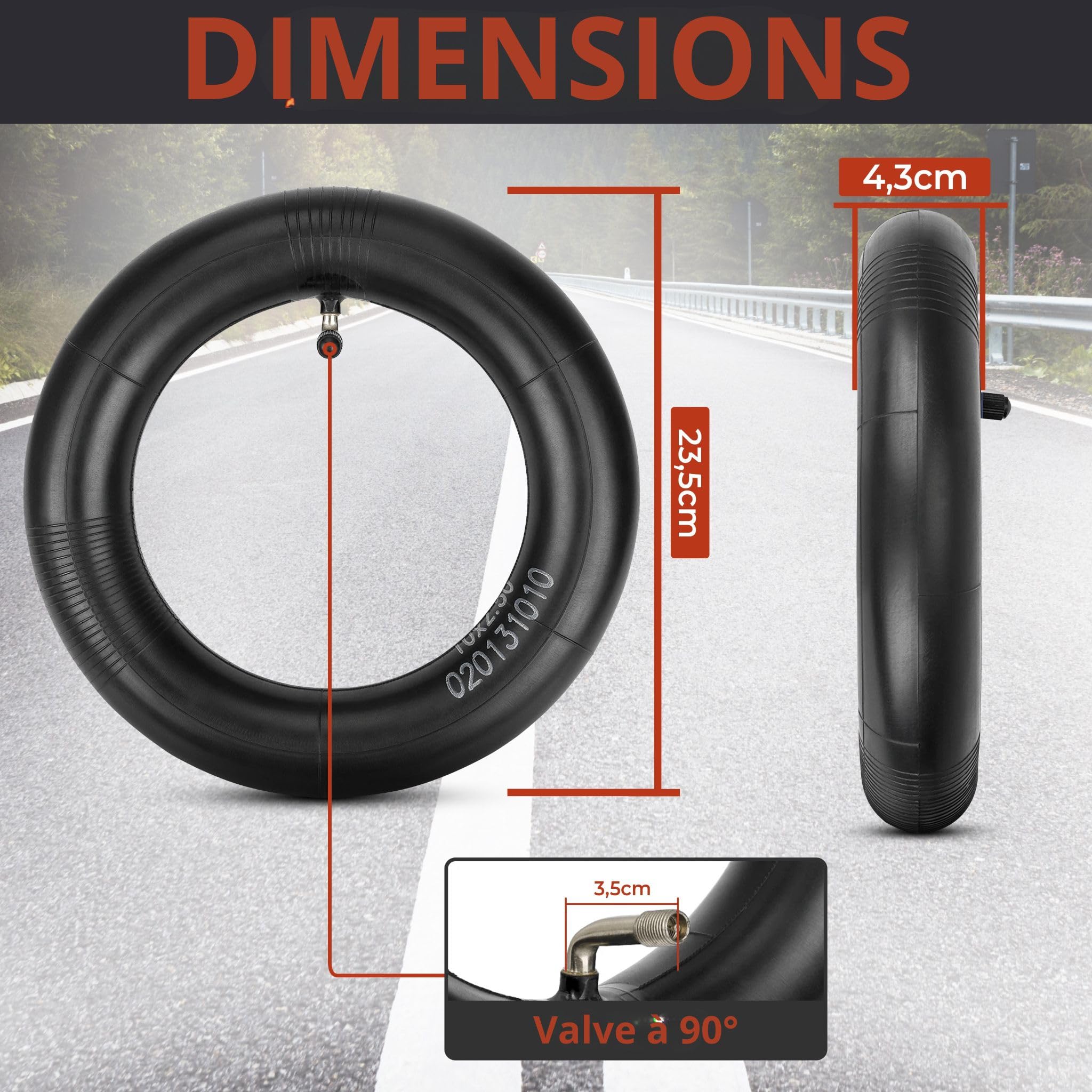 ANSENI Pneus de 10 pouces (10 x 3.0) (80/65-6) (255 x 80) pour Kugoo M4 Dualtron Victor Luxury Eagle Speedway 4 Zero 10X scooters électriques Minimotors (1 pneu Offroad + 1 chambre à air)