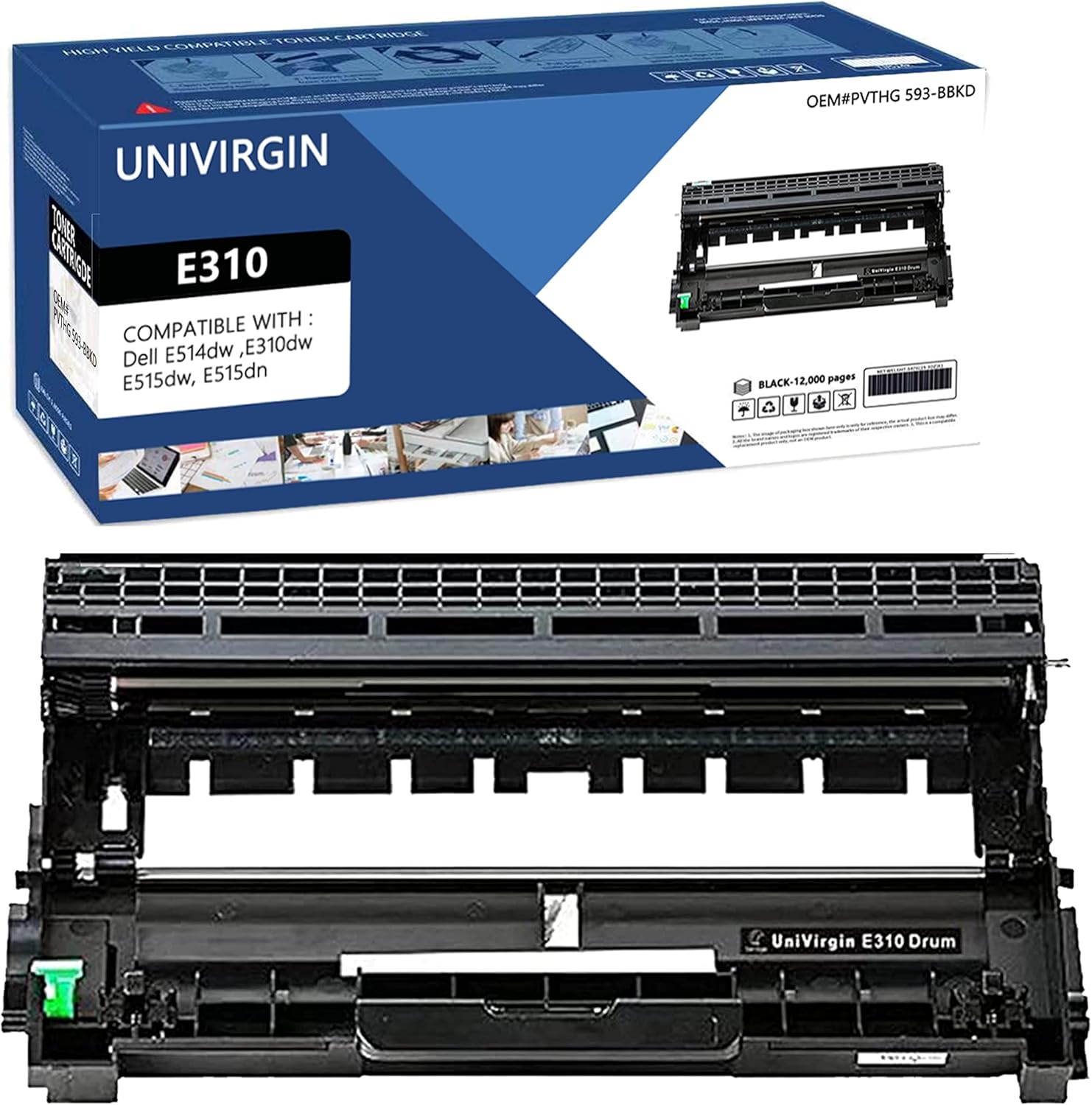 Compatible E310dw Drum Unit Replacement for Dell E310 E514 E515 E310dw Drum Unit for use in Dell E310dw E514dw E515dw E515dn Printer (Black,1-Pack)