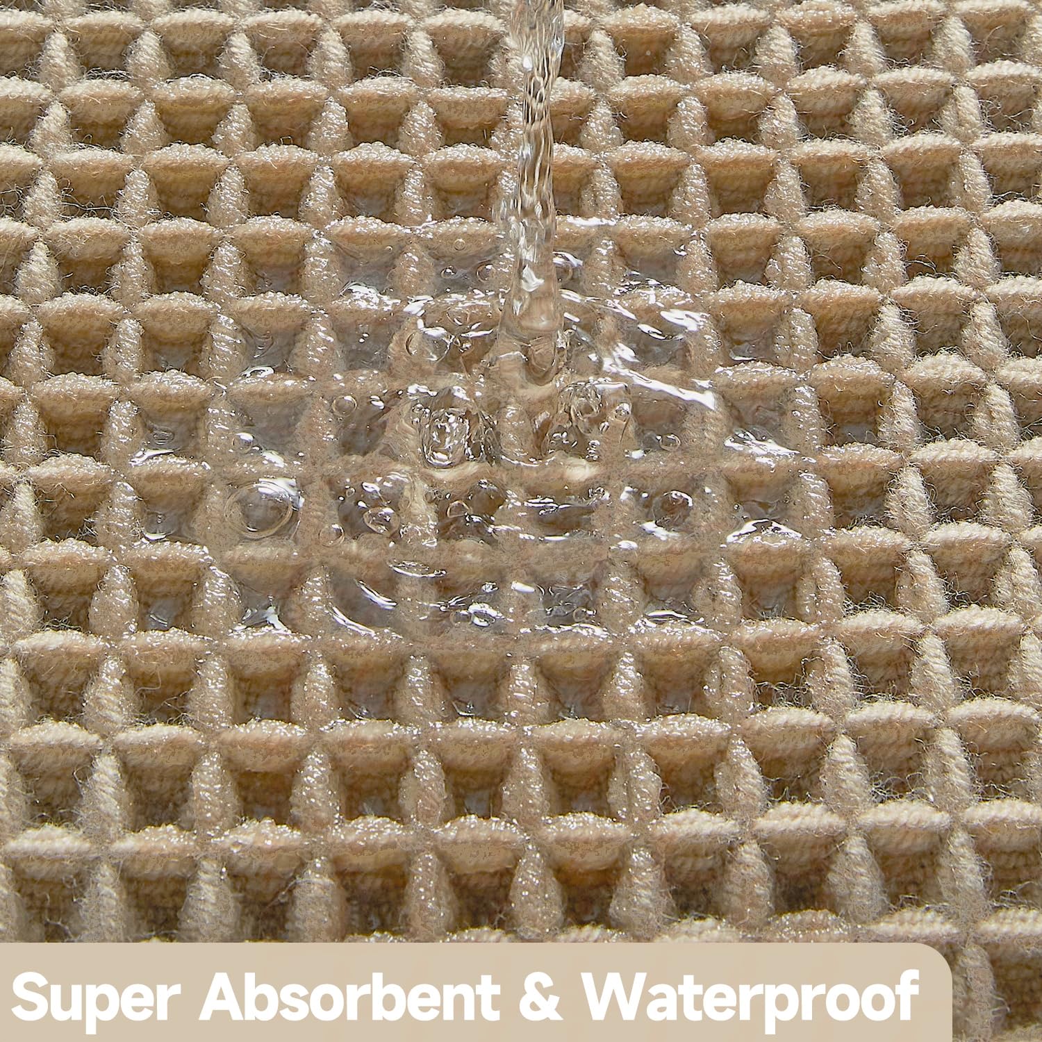 Waffle Bath Mat Non Slip Washable 30x20 Khaki F881